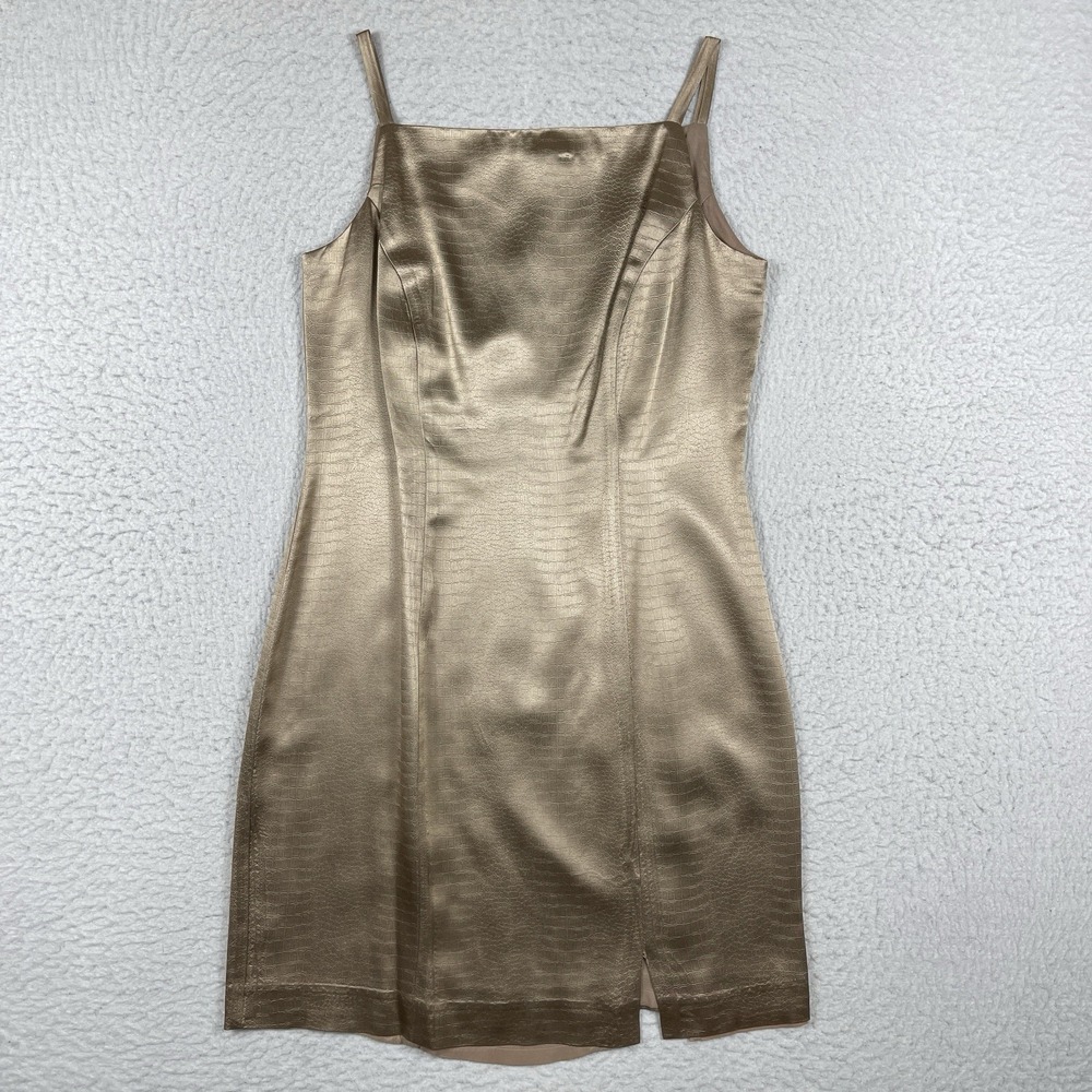 Maggy London Dress Womens 8 Gold Snakeskin Vintage Mini‎ Dress Cocktail Party